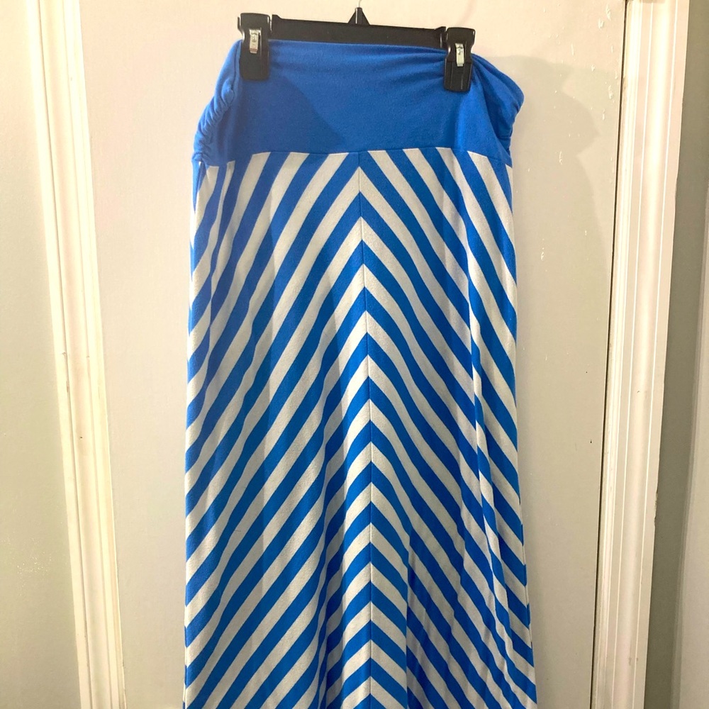 Blue and white maxi skirt